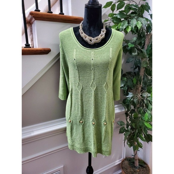 BFA Classics Women's Green Acrylic Round Neck Long Sleeve Knit Sweater Size 3X - Picture 1 of 10